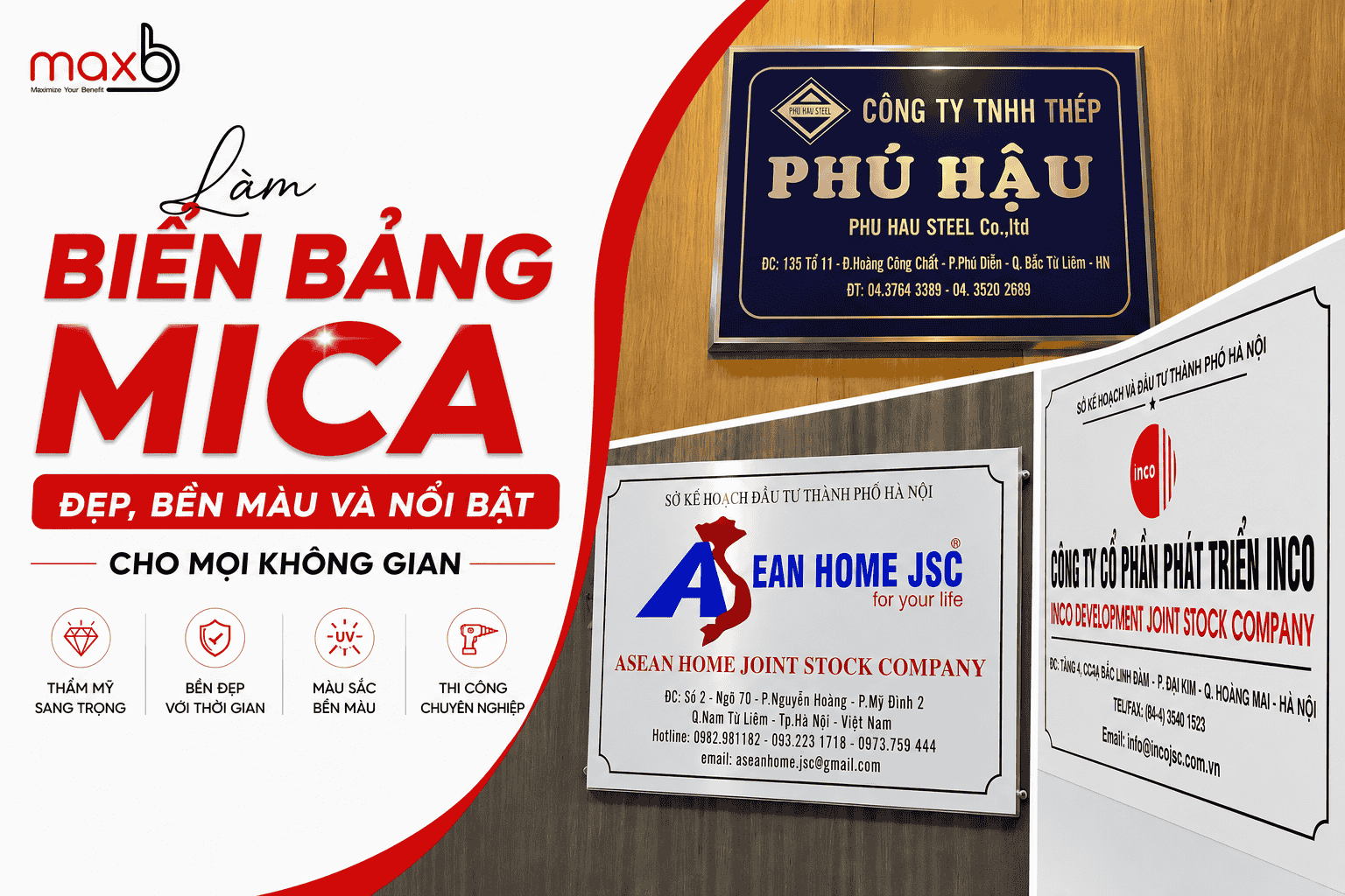 làm biển bảng mica đẹp, bền màu và nổi bật cho mọi không gian